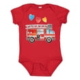 thumbnail image 1 of Inktastic Valentine's Day Fire Truck with Hearts Boys or Girls Baby Bodysuit, 1 of 5