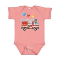 thumbnail image 1 of Inktastic Valentine's Day Fire Truck with Hearts Boys or Girls Baby Bodysuit, 1 of 5
