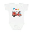 thumbnail image 1 of Inktastic Valentine's Day Fire Truck with Hearts Boys or Girls Baby Bodysuit, 1 of 5