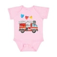 thumbnail image 1 of Inktastic Valentine's Day Fire Truck with Hearts Boys or Girls Baby Bodysuit, 1 of 5