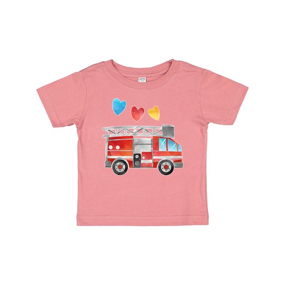 Inktastic Valentine's Day Fire Truck with Hearts Boys or Girls Baby T-Shirt