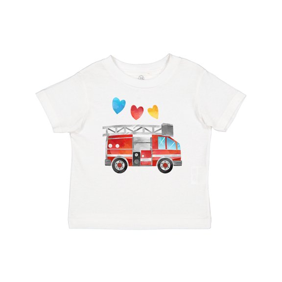 Inktastic Valentine's Day Fire Truck with Hearts Boys or Girls Baby T-Shirt