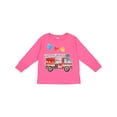 thumbnail image 1 of Inktastic Valentine's Day Fire Truck with Hearts Boys or Girls Long Sleeve Toddler T-Shirt, 1 of 5