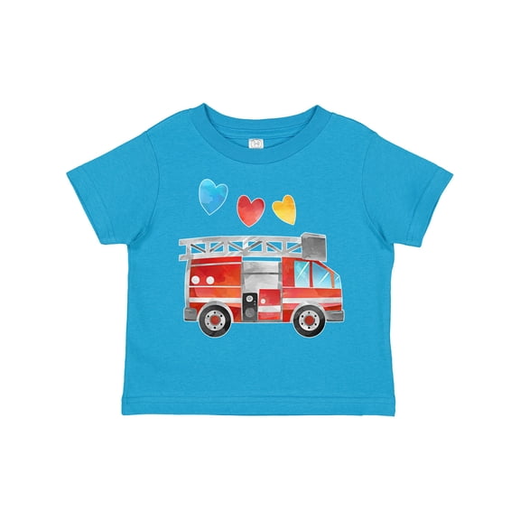 Inktastic Valentine's Day Fire Truck with Hearts Boys or Girls Toddler T-Shirt