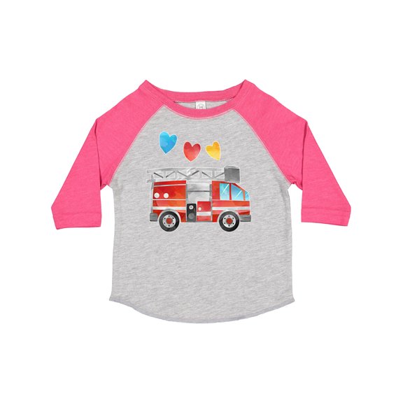 Inktastic Valentine's Day Fire Truck with Hearts Boys or Girls Toddler T-Shirt