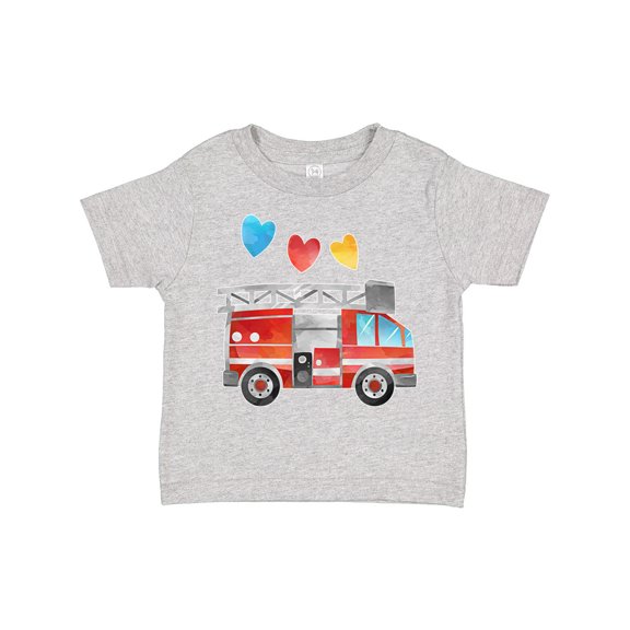 Inktastic Valentine's Day Fire Truck with Hearts Boys or Girls Toddler T-Shirt