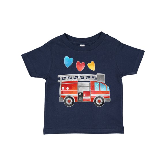 Inktastic Valentine's Day Fire Truck with Hearts Boys or Girls Toddler T-Shirt