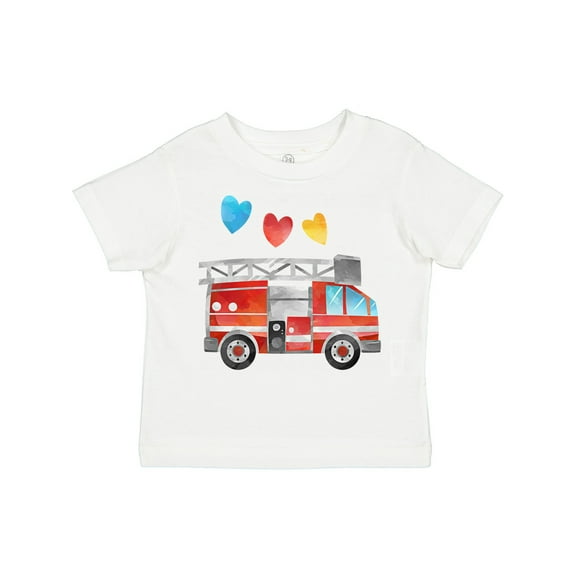 Inktastic Valentine's Day Fire Truck with Hearts Boys or Girls Toddler T-Shirt