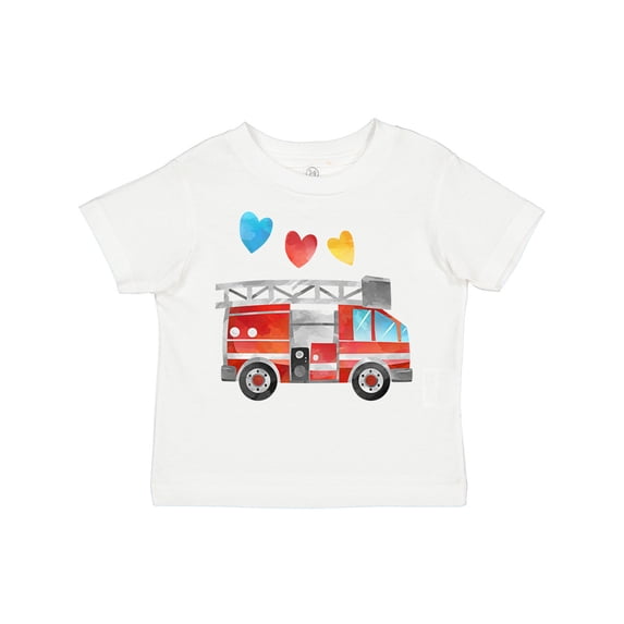 Inktastic Valentine's Day Fire Truck with Hearts Boys or Girls Toddler T-Shirt