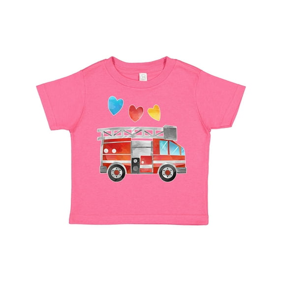 Inktastic Valentine's Day Fire Truck with Hearts Boys or Girls Toddler T-Shirt