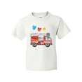 thumbnail image 1 of Inktastic Valentine's Day Fire Truck with Hearts Youth T-Shirt, 1 of 5