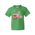 thumbnail image 1 of Inktastic Valentine's Day Fire Truck with Hearts Youth T-Shirt, 1 of 5