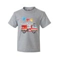 thumbnail image 1 of Inktastic Valentine's Day Fire Truck with Hearts Youth T-Shirt, 1 of 5