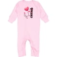 thumbnail image 1 of Inktastic Valentine's Day First Birthday Baby Romper Coveralls, 1 of 4