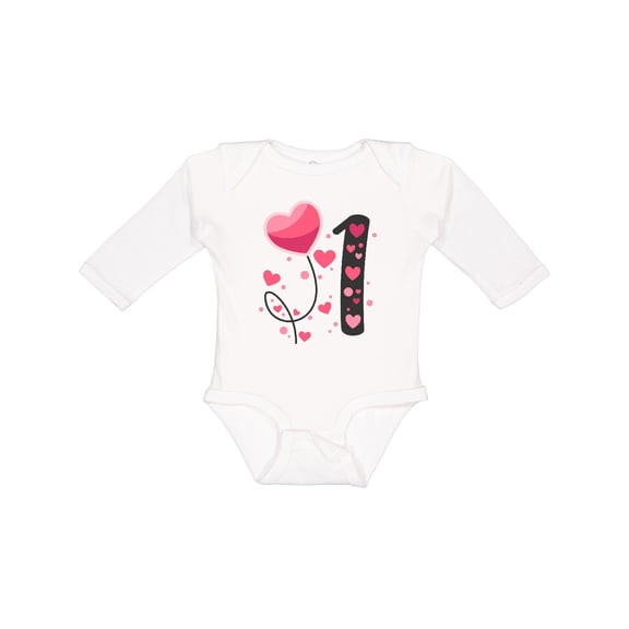 Inktastic Valentine's Day First Birthday Boys or Girls Long Sleeve Baby Bodysuit
