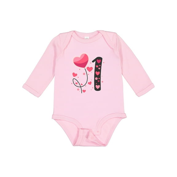 Inktastic Valentine's Day First Birthday Boys or Girls Long Sleeve Baby Bodysuit