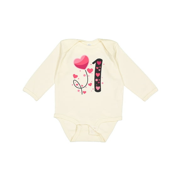 Inktastic Valentine's Day First Birthday Boys or Girls Long Sleeve Baby Bodysuit