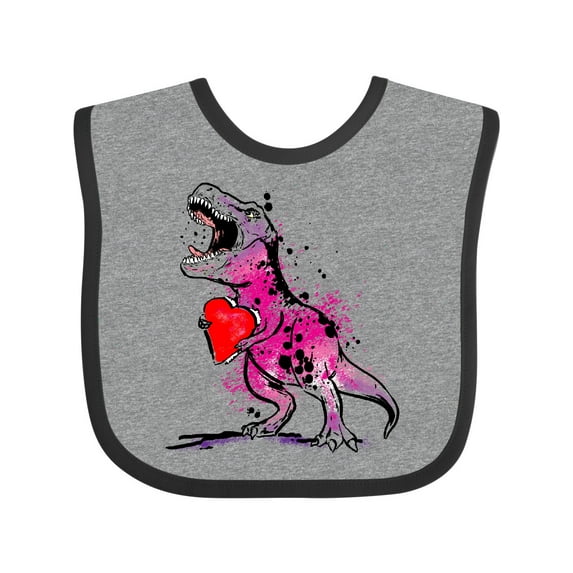 Inktastic Valentine's Day Graffiti T-Rex with Heart Shaped Candy Box Boys or Girls Baby Bib