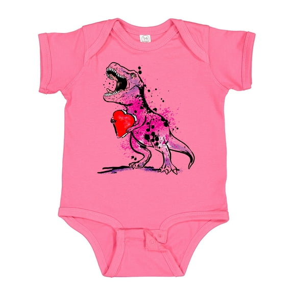 Inktastic Valentine's Day Graffiti T-Rex with Heart Shaped Candy Box Boys or Girls Baby Bodysuit