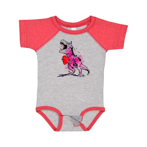 Inktastic Valentine's Day Graffiti T-Rex with Heart Shaped Candy Box Boys or Girls Baby Bodysuit