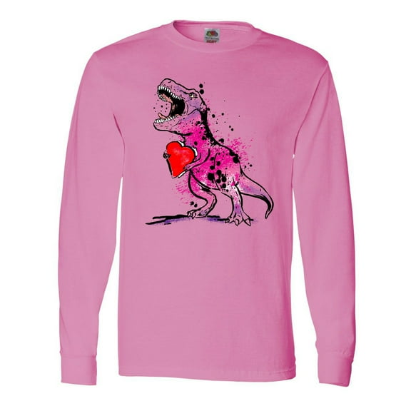 Inktastic Valentine's Day Graffiti T-Rex with Heart Shaped Candy Box Long Sleeve T-Shirt