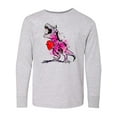 thumbnail image 1 of Inktastic Valentine's Day Graffiti T-Rex with Heart Shaped Candy Box Long Sleeve Youth T-Shirt, 1 of 5