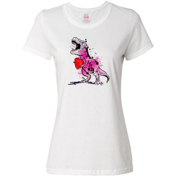 Inktastic Valentine's Day Graffiti T-Rex with Heart Shaped Candy Box Women's T-Shirt