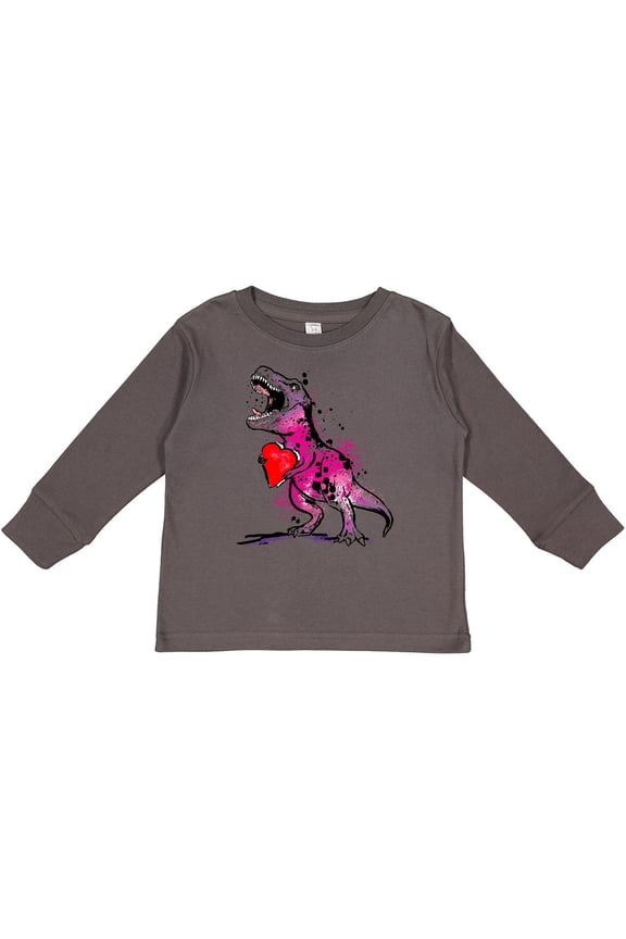 Valentine's Day Graffiti T-rex with Heart Shaped Candy Box Boys or Girls Long Sleeve Toddler T-Shirt