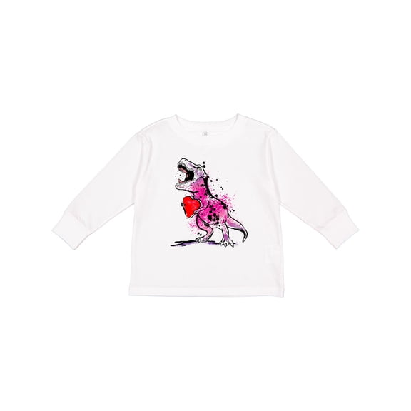 Inktastic Valentine's Day Graffiti T-rex with Heart Shaped Candy Box Boys or Girls Long Sleeve Toddler T-Shirt