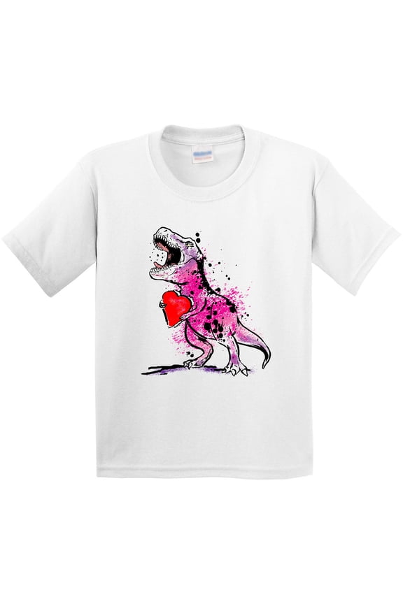 Valentine's Day Graffiti T-rex with Heart Shaped Candy Box Youth T-Shirt