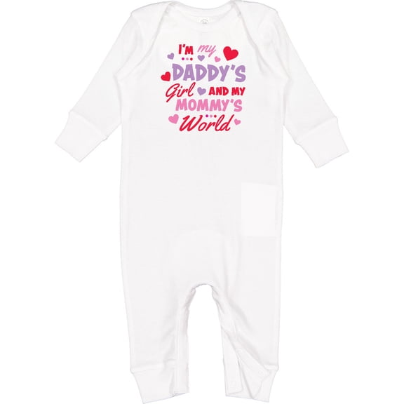 Inktastic Valentine's Day I'm My Daddy's Girl and My Mommy's World Baby Romper Coveralls