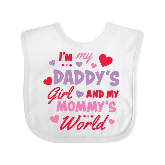 Inktastic Valentine's Day I'm My Daddy's Girl and My Mommy's World Girls Baby Bib