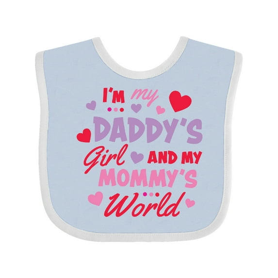 Inktastic Valentine's Day I'm My Daddy's Girl and My Mommy's World Girls Baby Bib