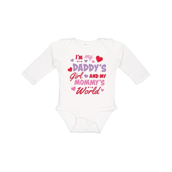 Inktastic Valentine's Day I'm My Daddy's Girl and My Mommy's World Girls Long Sleeve Baby Bodysuit