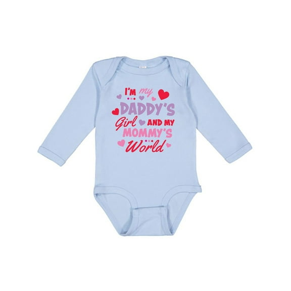 Inktastic Valentine's Day I'm My Daddy's Girl and My Mommy's World Girls Long Sleeve Baby Bodysuit