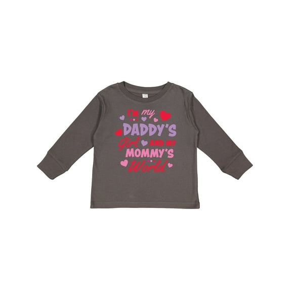 Inktastic Valentine's Day I'm My Daddy's Girl and My Mommy's World Girls Long Sleeve Toddler T-Shirt