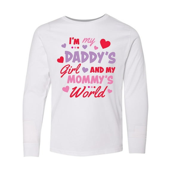 Inktastic Valentine's Day I'm My Daddy's Girl and My Mommy's World Long Sleeve Youth T-Shirt