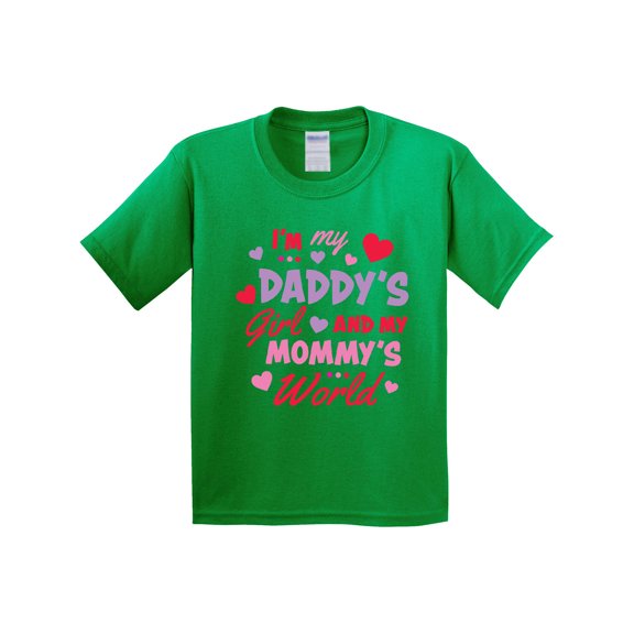 Inktastic Valentine's Day I'm My Daddy's Girl and My Mommy's World Youth T-Shirt