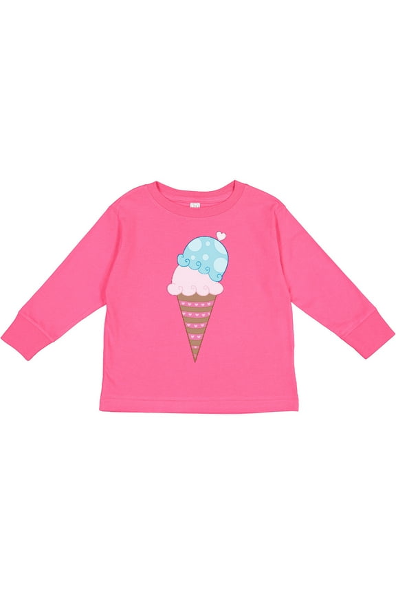 Valentine's Day Ice Cream Cone Boys or Girls Long Sleeve Toddler T-Shirt