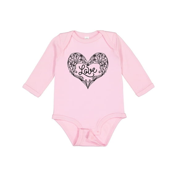 Inktastic Valentine's Day Love Decorated Heart Boys or Girls Long Sleeve Baby Bodysuit