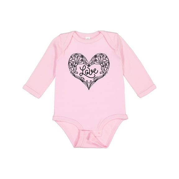 Inktastic Valentine's Day Love Decorated Heart Boys or Girls Long Sleeve Baby Bodysuit