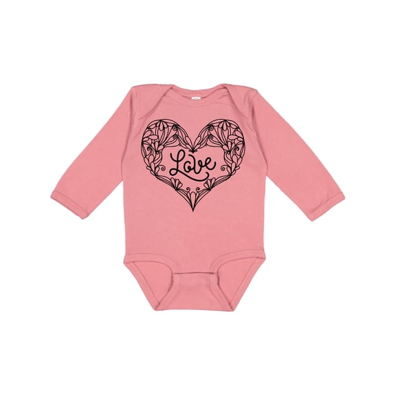 Inktastic Valentine's Day Love Decorated Heart Boys or Girls Long Sleeve Baby Bodysuit