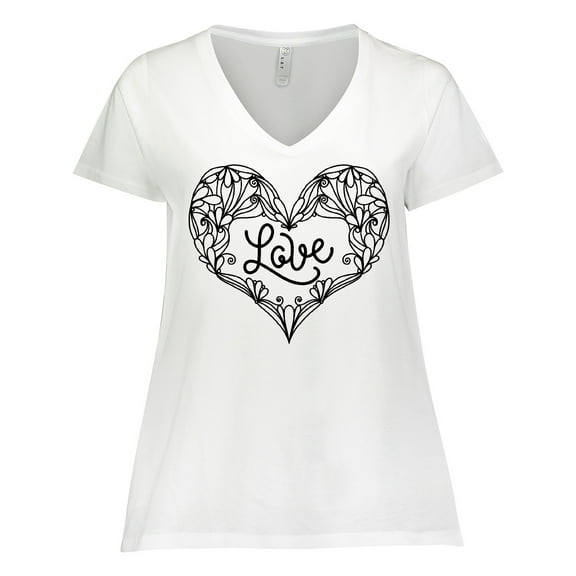 Inktastic Valentine's Day Love Decorated Heart Women's Plus Size V-Neck T-Shirt