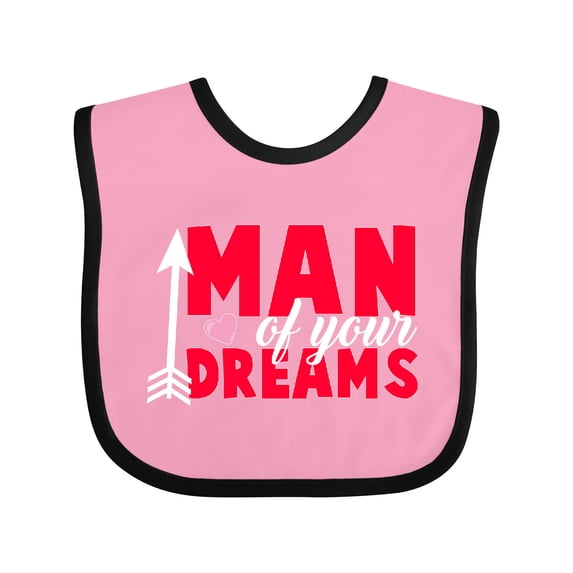Inktastic Valentine's Day Man of your Dreams with a Heart and Arrow Boys or Girls Baby Bib