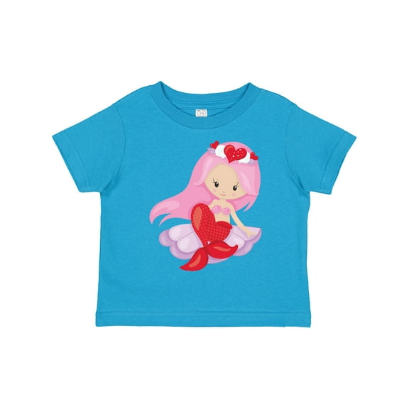 Inktastic Valentine's Day Mermaid, Cute Mermaid, Pink Hair Girls Toddler T-Shirt