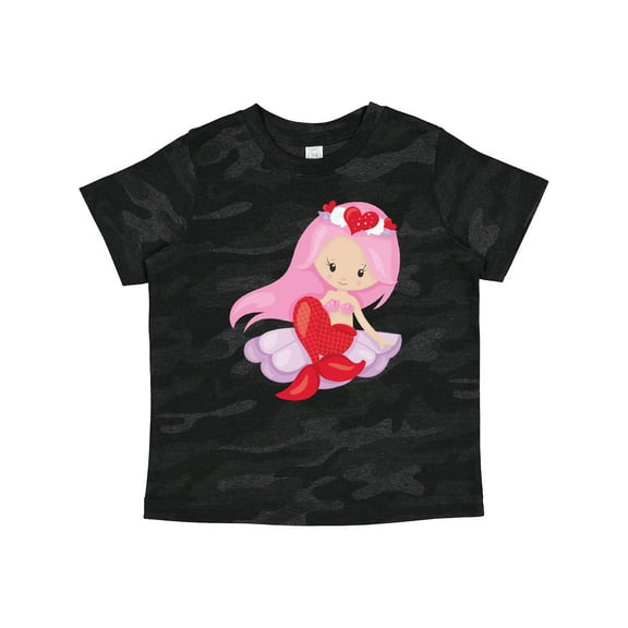 Inktastic Valentine's Day Mermaid, Cute Mermaid, Pink Hair Girls Toddler T-Shirt