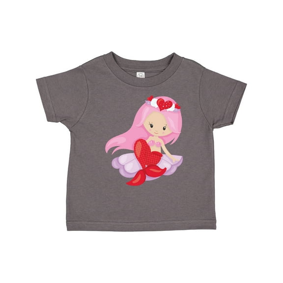 Inktastic Valentine's Day Mermaid, Cute Mermaid, Pink Hair Girls Toddler T-Shirt