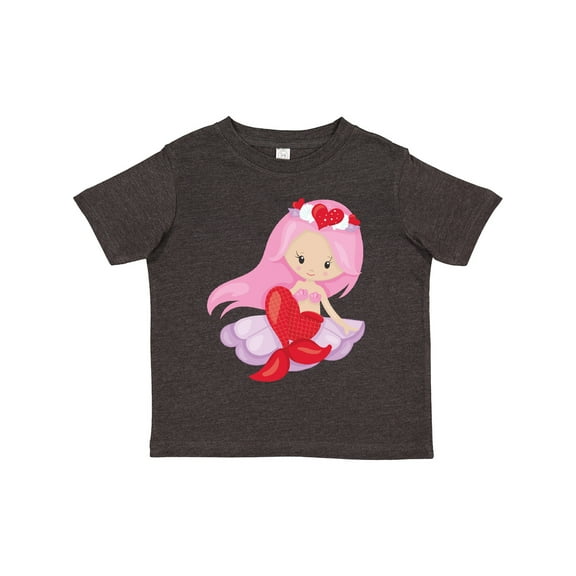 Inktastic Valentine's Day Mermaid, Cute Mermaid, Pink Hair Girls Toddler T-Shirt