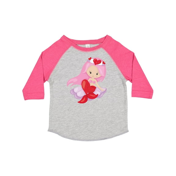Inktastic Valentine's Day Mermaid, Cute Mermaid, Pink Hair Girls Toddler T-Shirt