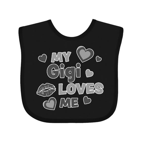 Inktastic Valentine's Day My Gigi Loves Me Hearts and Lips Boys or Girls Baby Bib